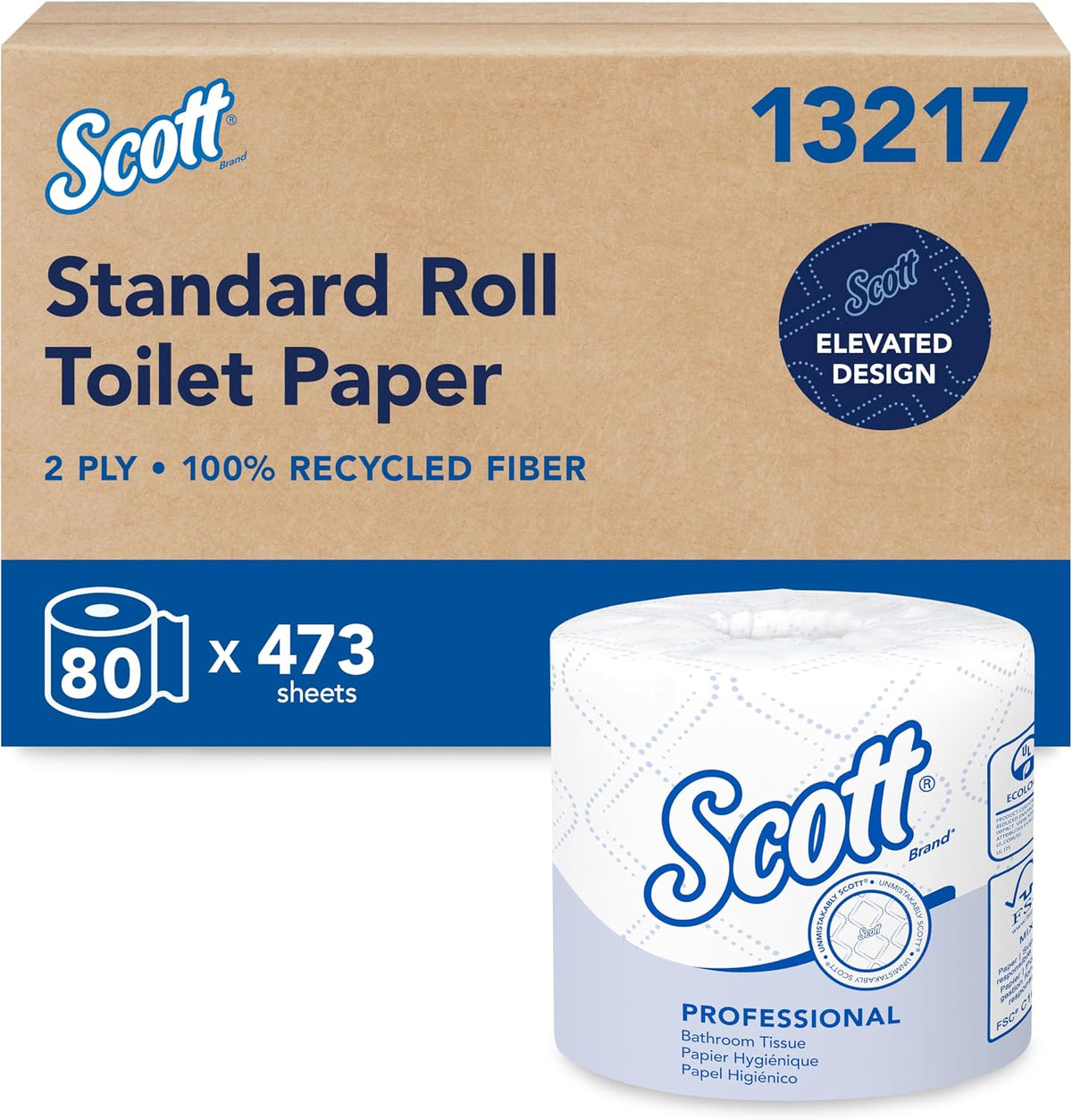 Standard Roll Toilet Paper, Bulk, 80 Rolls (13217)