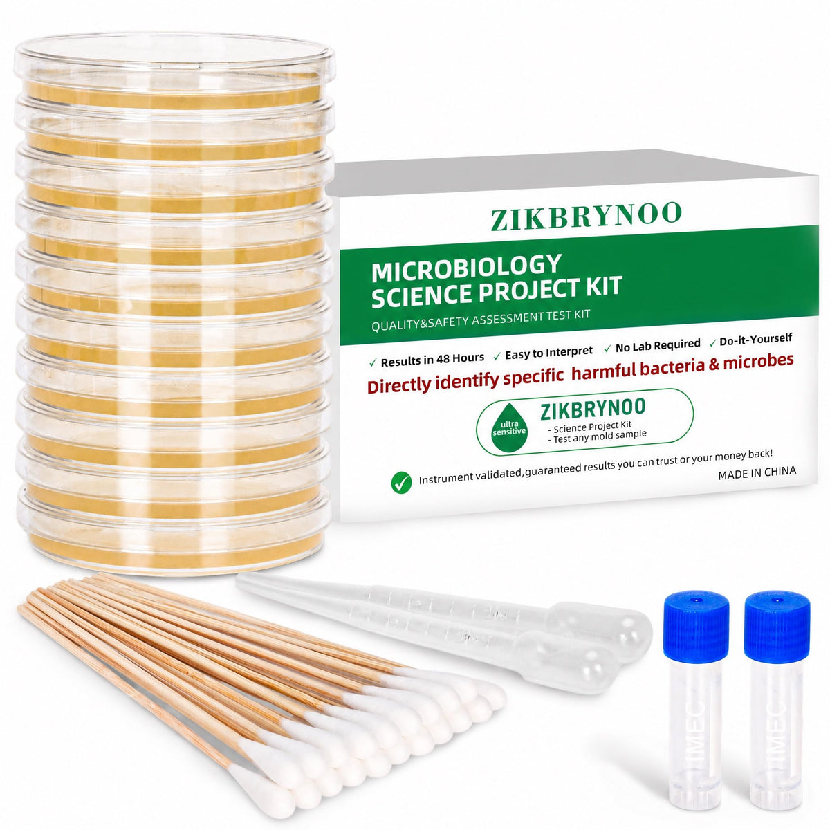 Nutrient Agar Petri Dishes Science Project Kit | Pre-Poured Agar Plates and Cotton Swabs for Science Experiments |