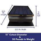 Builder Series 40 Watt Solar Attic Fan - Includes 110V Adapter for auto-Run Night time Operation