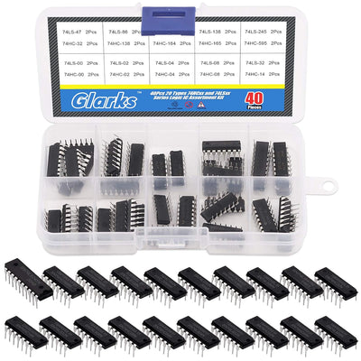 Glarks 40Pcs 74LSxxx and 74HCxxx Series Low-Power Logic IC Assortment Kit