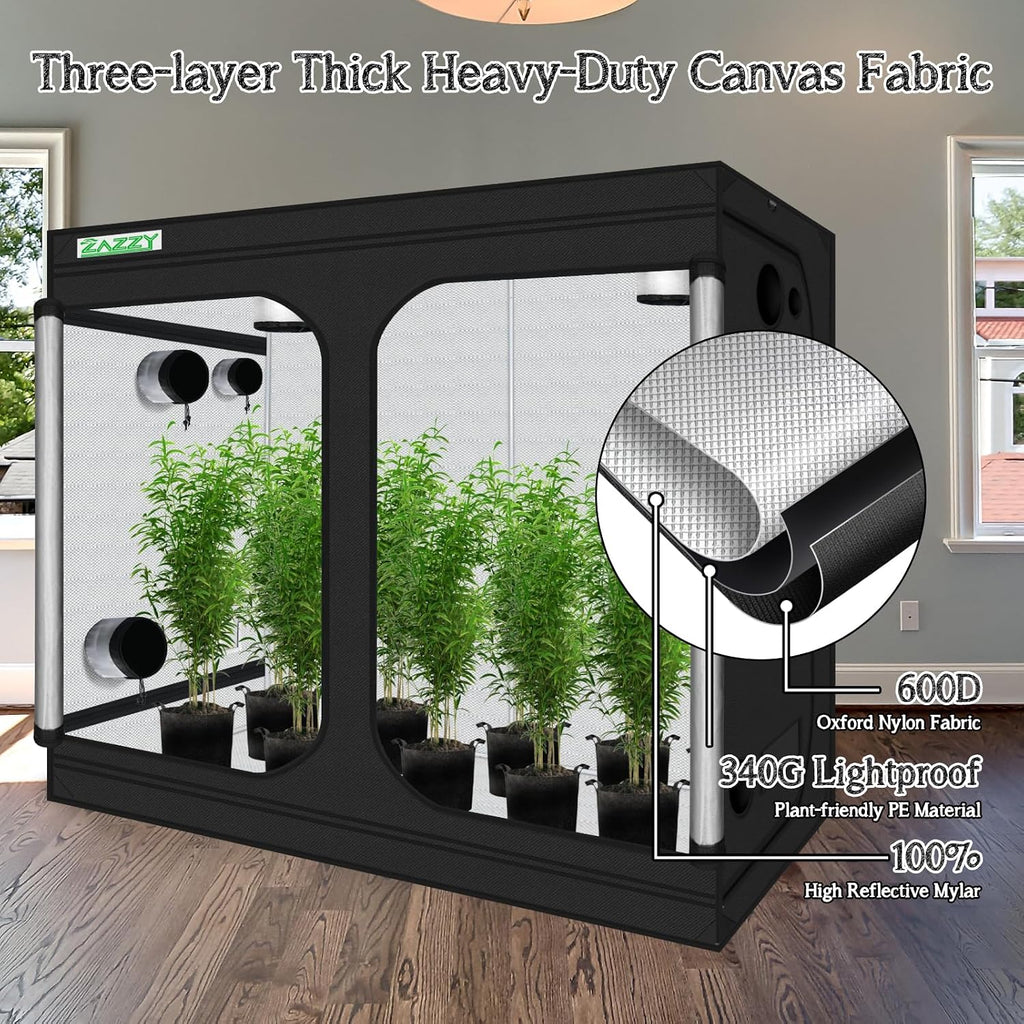 8x4 Grow Tent, 96“x48 x78 600D Mylar Plant Growing Tents | 100% Reflective Mylar Interior, Easy-view