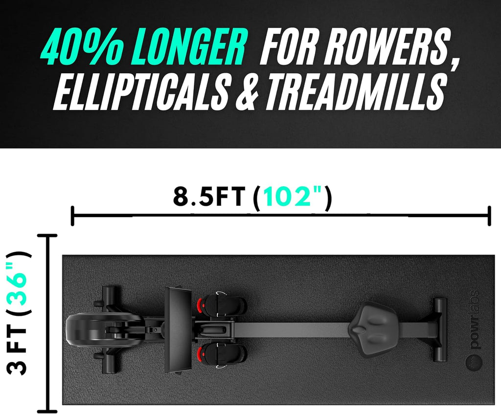 Rowing Machine Mat for Hydrow, Concept 2, Peloton Rower,Treadmill | Extra-thick PVC, Sweat and waterproof, Non-slip