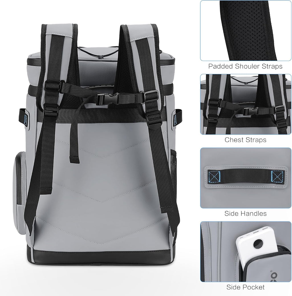 Large Waterproof Insulated Cooler Backpack, 30L, 48Cans | Men & Women, Leak Proof