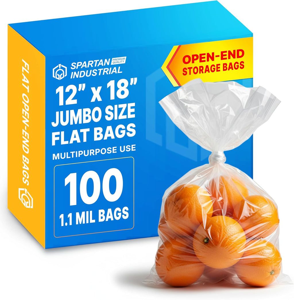 12" X 18" Open-End Flat Clear Poly Bags (100 Count) - 1.1 Mil