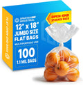 12" X 18" Open-End Flat Clear Poly Bags (100 Count) - 1.1 Mil