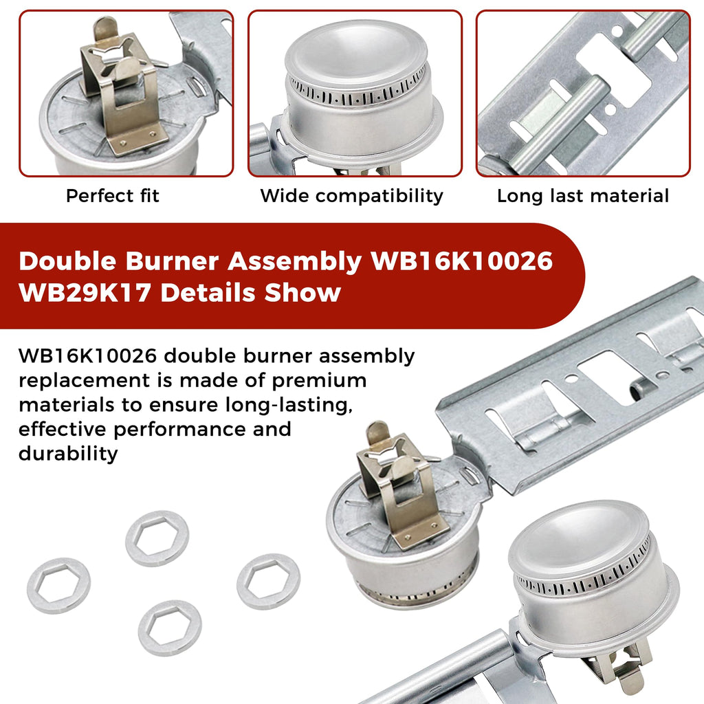 Double Burner Assembly WB16K10026 WB29K17 Fits for Hot.point Range