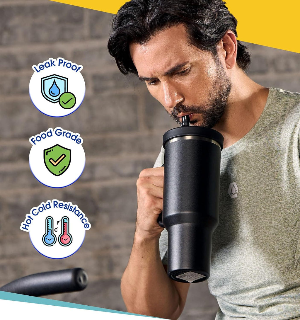 Tumbler Flip Straw Lid for 40 Oz Stanley Quencher Cup Replacement Fit Leak Proof Silicone Cover Reusable Splash
