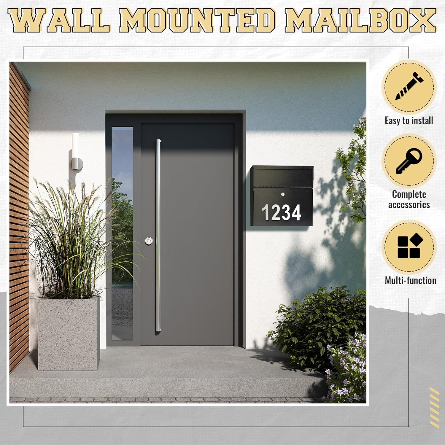 Extra Large Wall Mount Mailboxes for Outside 15.35 x 15 x 7 Inches Locking Security Mail Box Galvanized Steel Wall