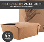 Take Out Food Containers Microwaveable Kraft Brown Take Out Boxes 45 oz (50 Pack) Leak and Grease Resistant Food