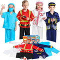 Dress Up Clothes for Kids Pretend Role Play Costumes Trunk | Toddlers Dress Up Costumes with Fireman Police Doctor
