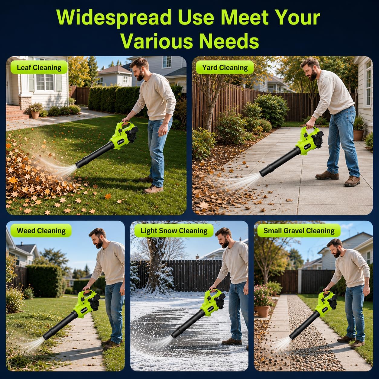 Cordless Leaf Blower with 2 x 4.0Ah Batteries and Fast Charger, 20V Lightweight Handheld Electric Blower, 3-Speed
