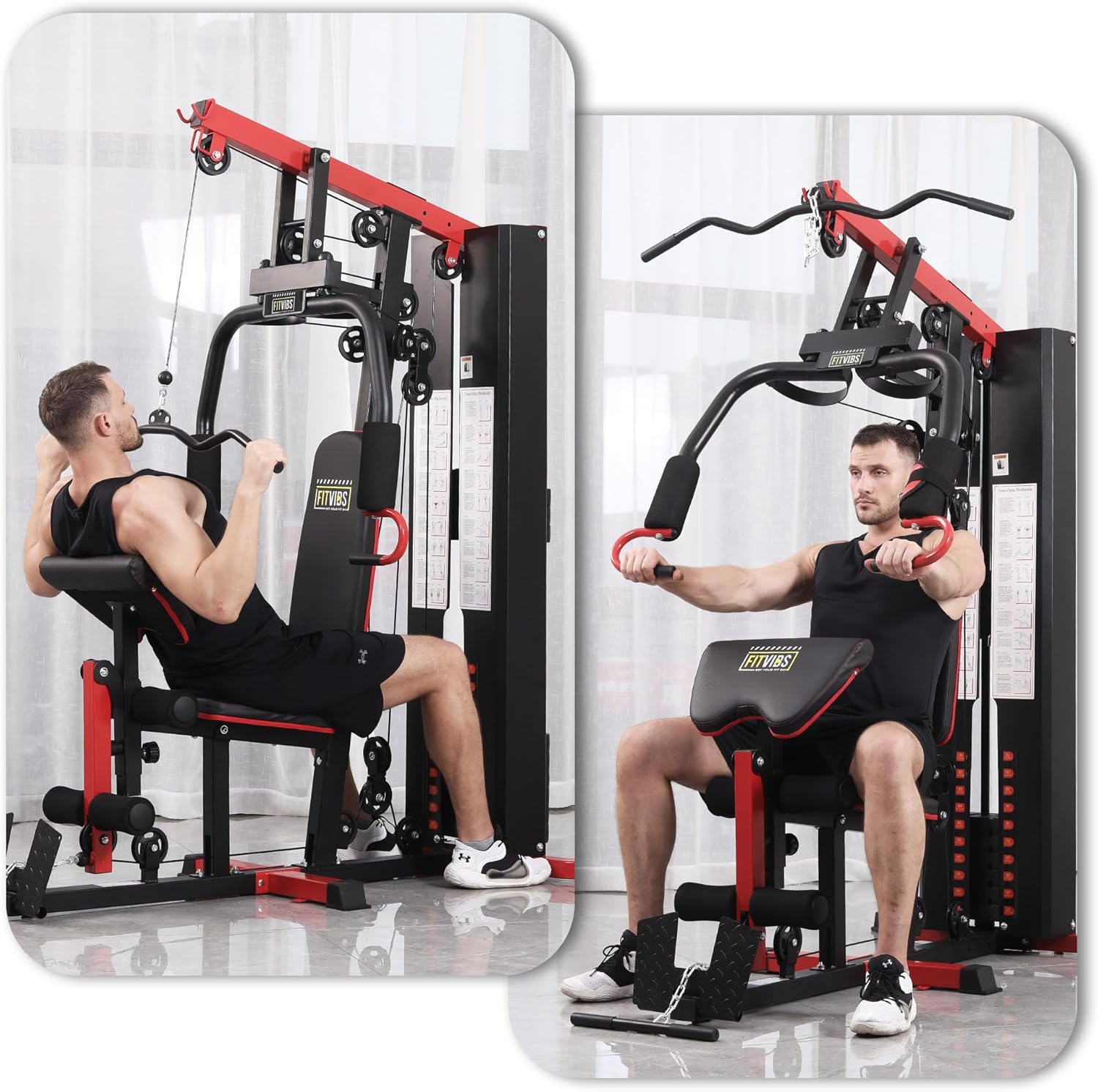 Home Gym Equipment, Multifunctional Full Body Workout Weight Machine Station with Weight Stack, All in One Exercise