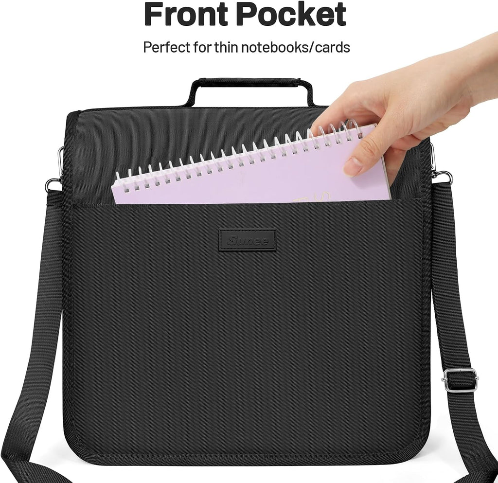 Zipper Binder 3 Ring, 3 Inch O-Ring with Handle and Shoulder Strap, 600-Sheet Capacity, 5-Tab Expanding File Folder