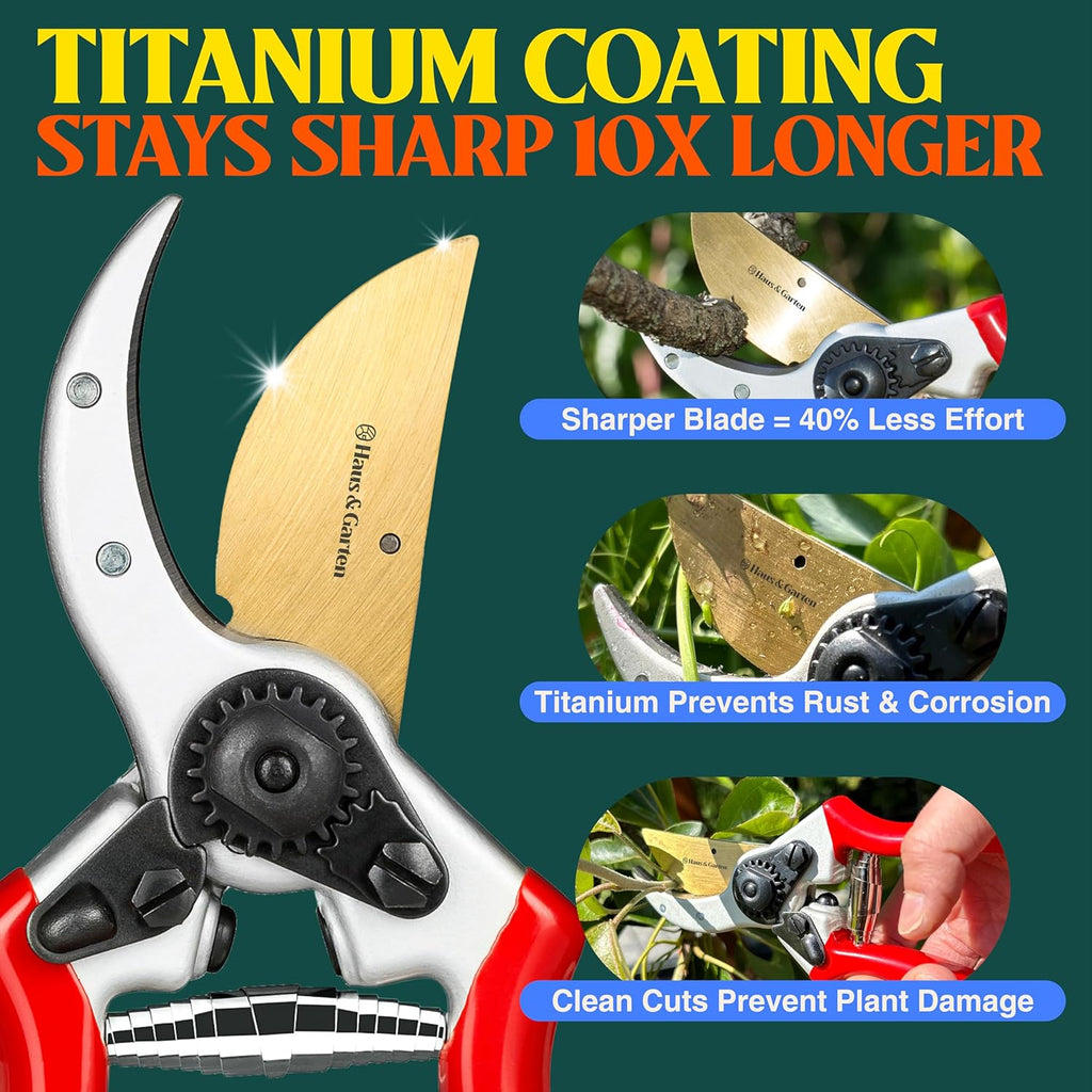 ClassicPRO 8.5" Professional Premium Titanium Bypass Pruning Shears - Use As Pruners, Garden Shears, Heavy Duty