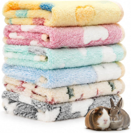 Guinea Pig Bedding Blankets, 6 Pack Soft Fleece Pet Cage Liner