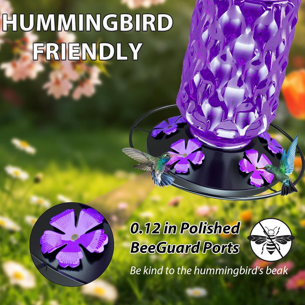 Glass Hummingbird Feeder for Outdoors,25 OZ Bird Nectar High Capacity