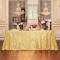 Gold Sequin Tablecloth 90x132 Inch Rectangular Floor Length
