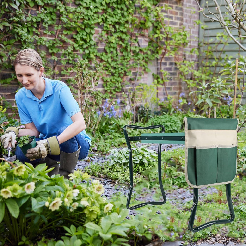 Garden Kneeler and Seat Foldable Gardening Bench Stool with Tool Bag Pouch EVA Foam Pad Outdoor Practical Garden