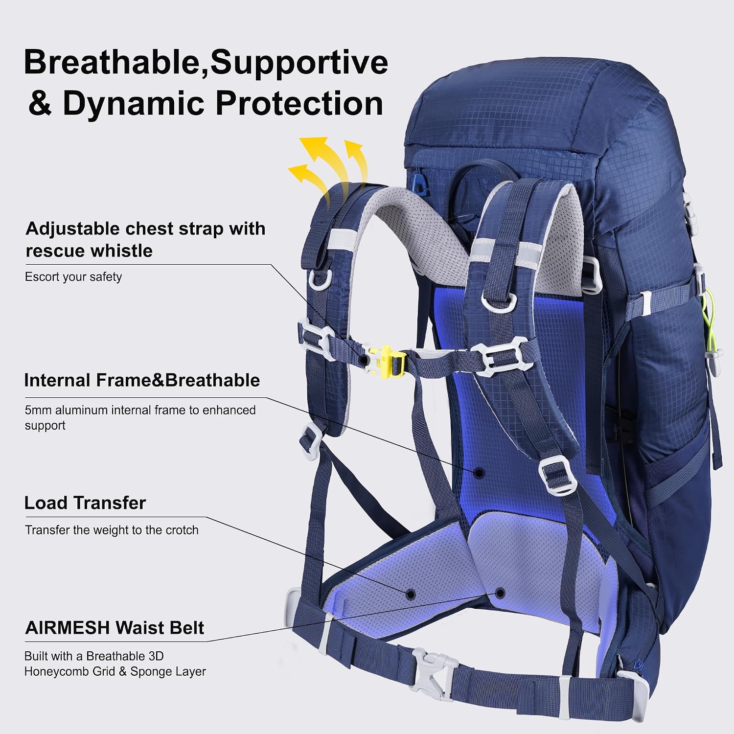 35L Internal Frame Backpack,Women Men’s Backpacking Backpack with Rain Cover,30+5 Liter Lightweight Hiking