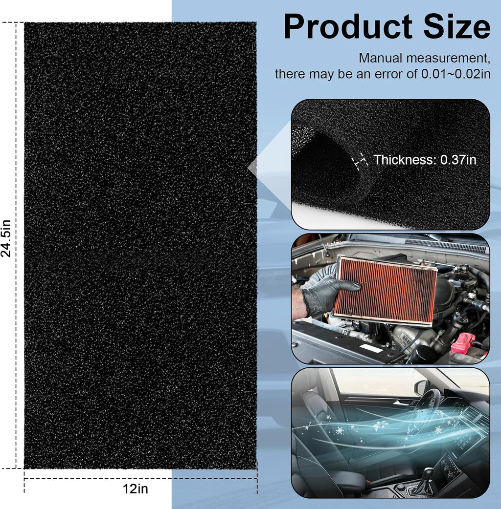 Air Filter Foam Sheet Material, 24" x 12" x 3/8" 40 PPI Filter Foam Sheet