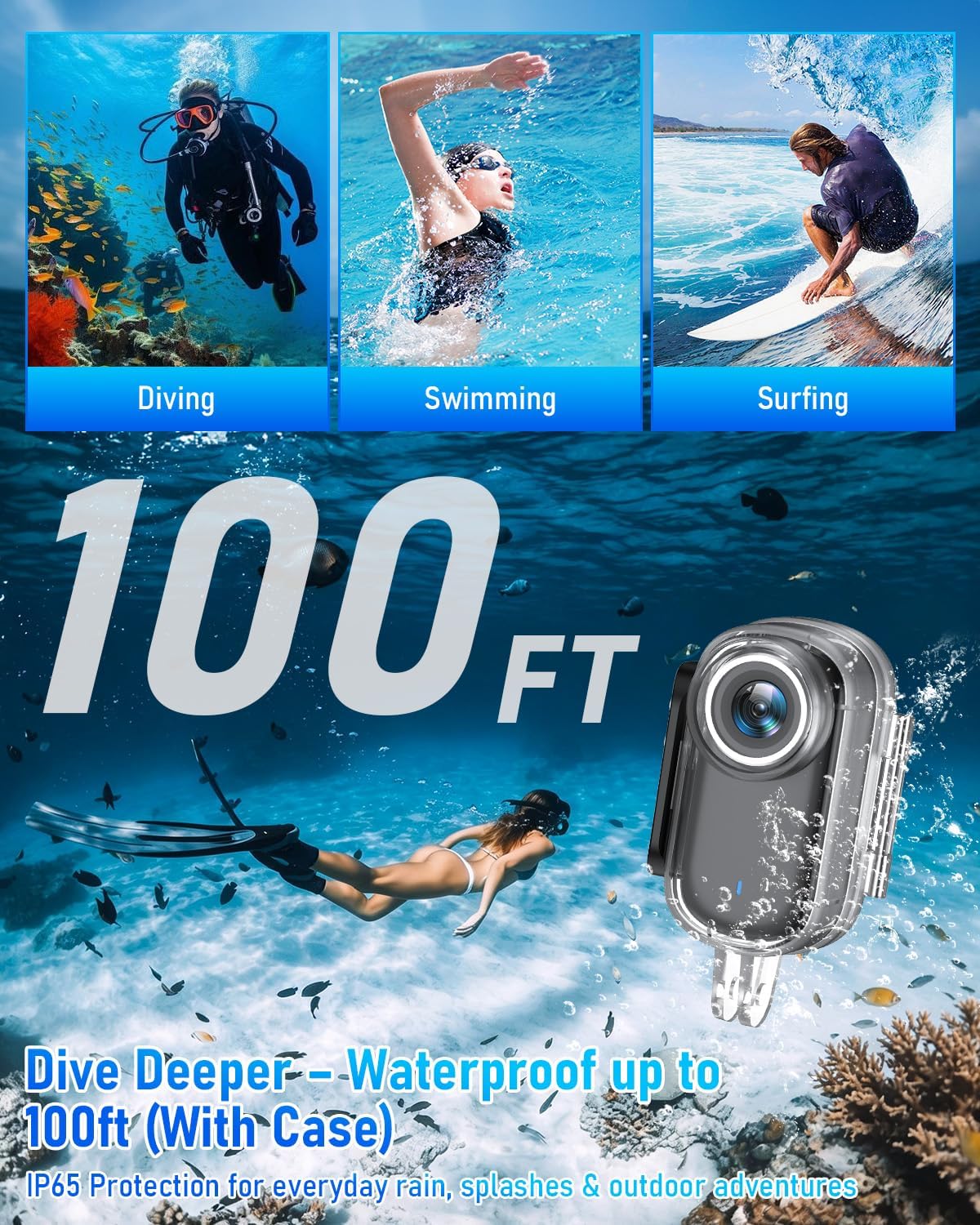 4K Mini Action Camera with 1.47" Screen, Wearable Body Camera, Small Camera with Magnetic Clip, Thumb Size Cam with