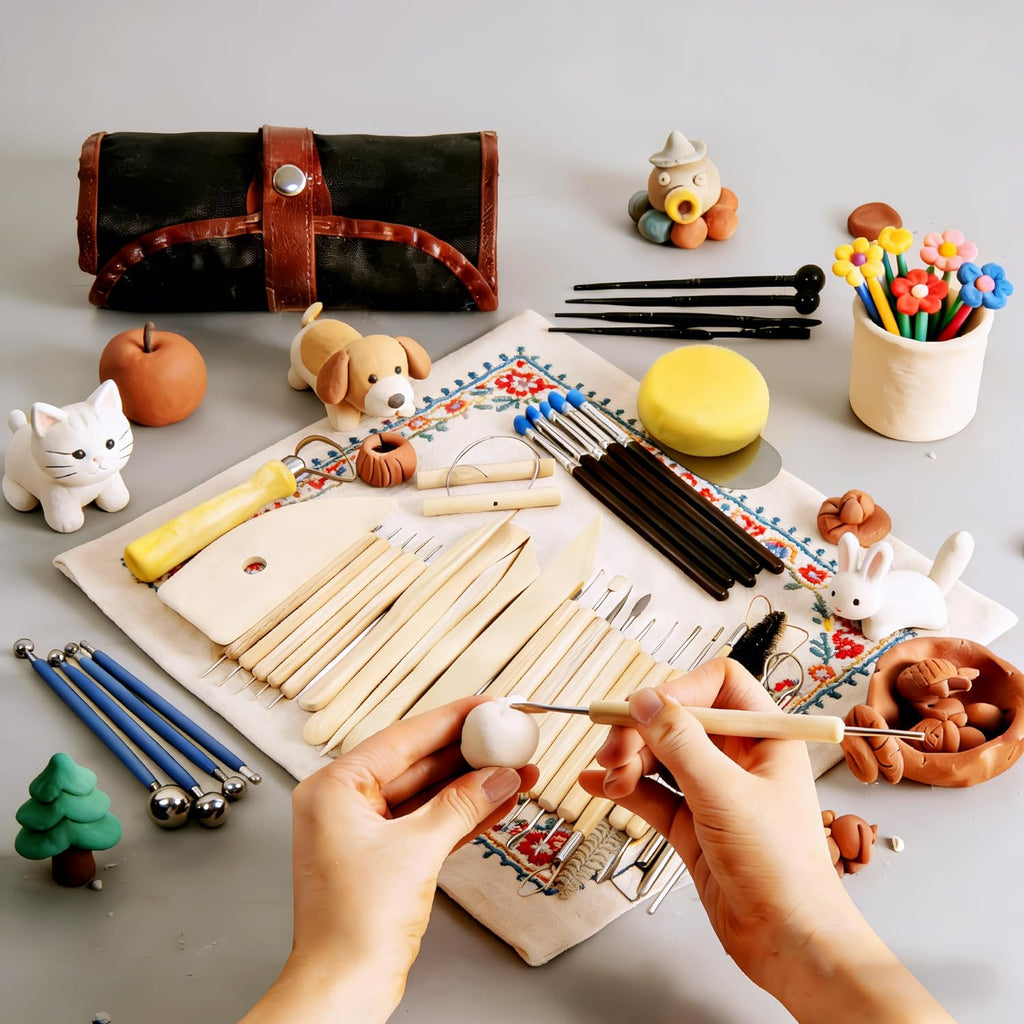 43 Pcs Clay Tools Kit Pottery Tools Polymer Clay Sculpting Tools Kit for Carving Air Dry Clay Tools Set for Adults