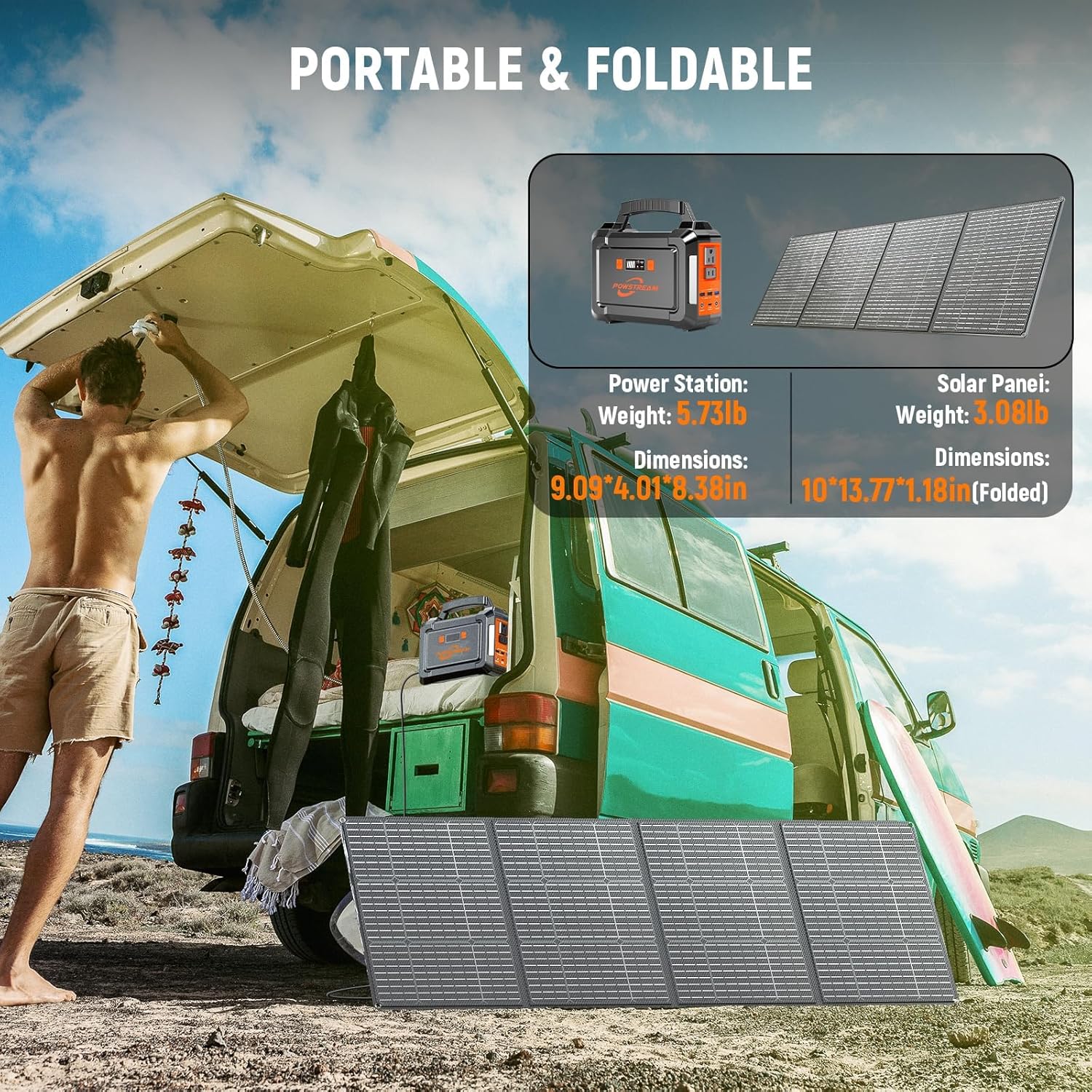 296Wh Portable Power Station with Solar Panel 60W Kit Solar Generator with Panels Included AC Outlet 300W Pure Sine