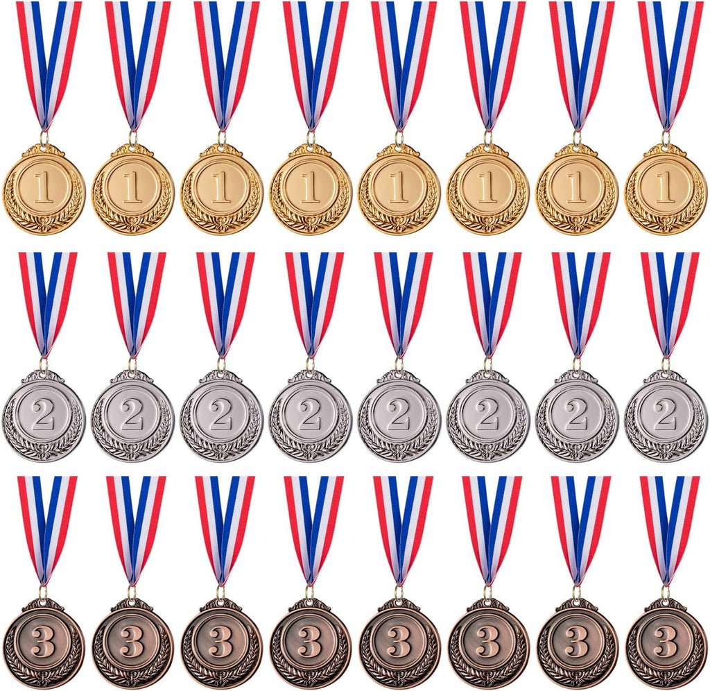 24 Piece Gold Silver Bronze Award Medals-Winner Medals Olympic Style | Gold Silver Bronze Medals Awards Medals for