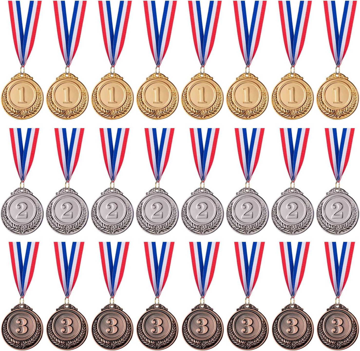 24 Piece Gold Silver Bronze Award Medals-Winner Medals Olympic Style | Gold Silver Bronze Medals Awards Medals for