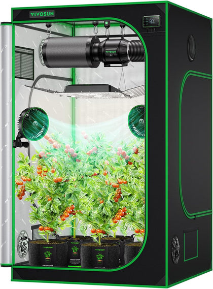 S448 4x4 Grow Tent 48"x48"x80" Mylar Tent for Indoor Plants | Smooth Heavy-Duty Zippers,100% Reflective Mylar