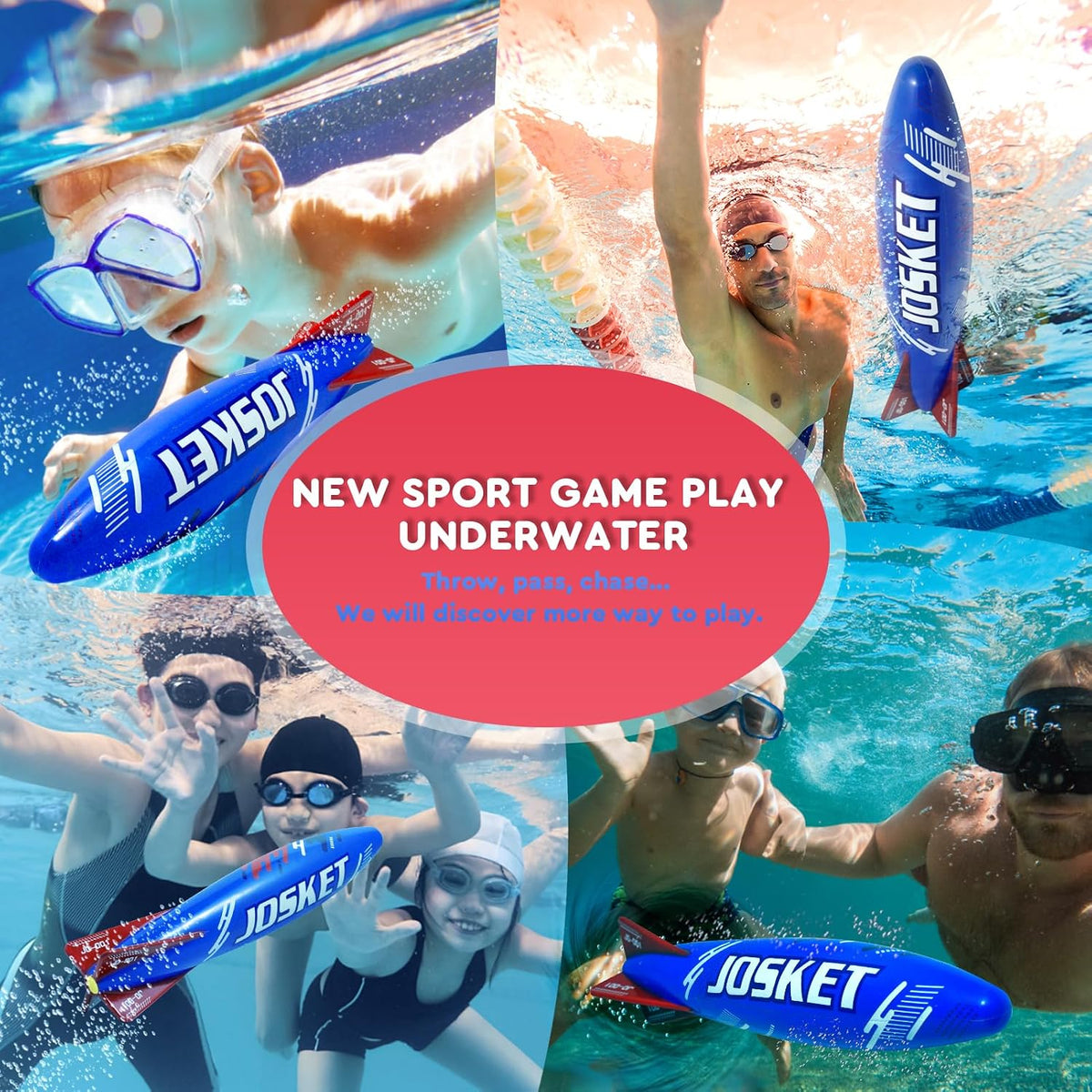 10" Underwater Diving Toys Pool Torpedo Toys Swimming Throwing Torpedo Bandits Water Rockets Training Dive Toys