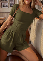 Womens One Piece Short Sleeve Rompers