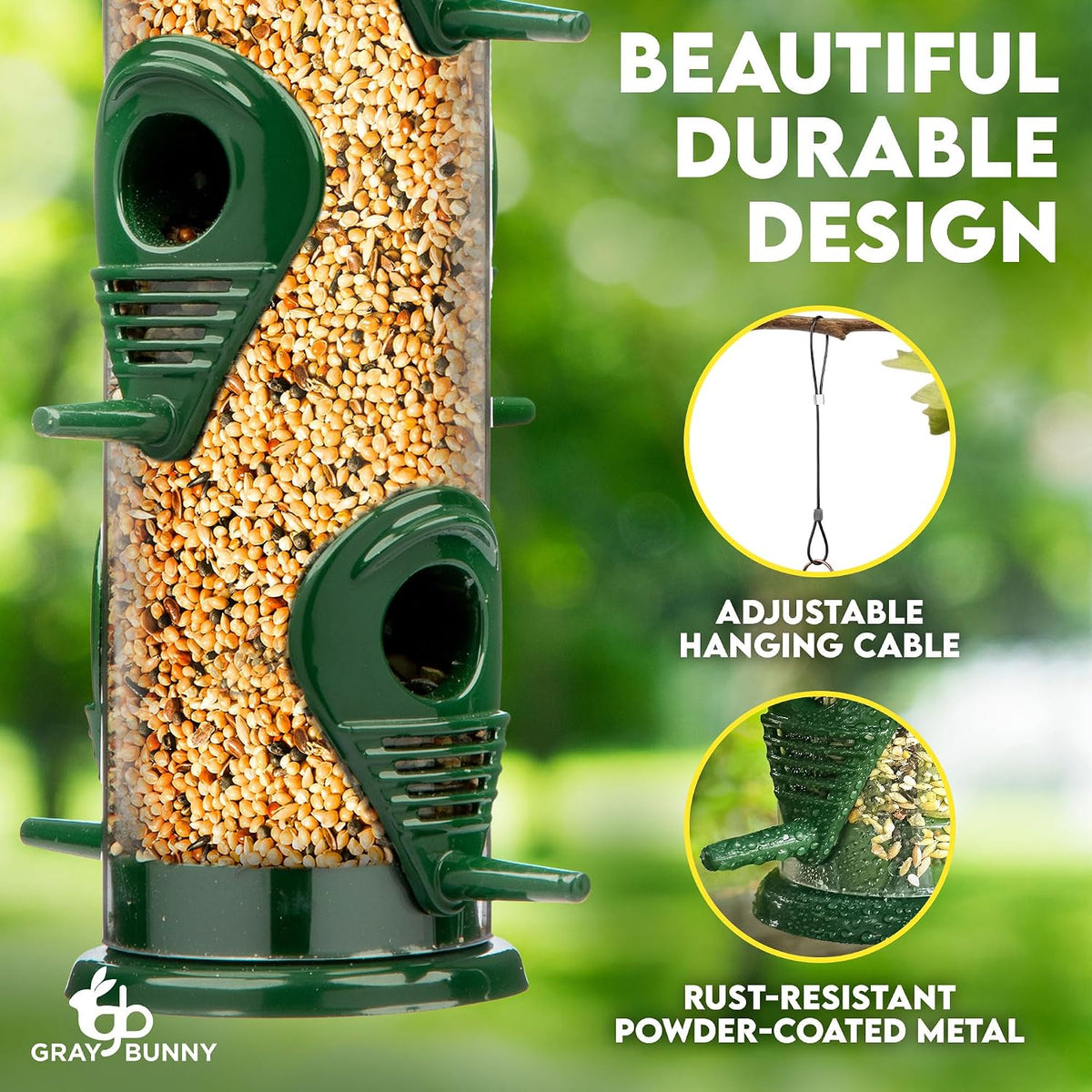 Squirrel Proof Bird Feeders for Outdoors 6 Port Metal Tube