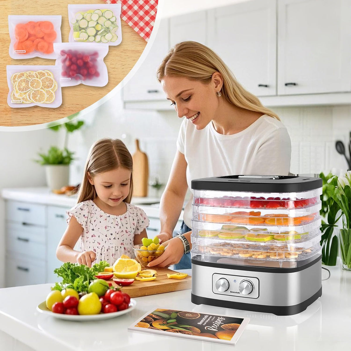 Food Dehydrator, 5 BPA-Free Trays, Adjustable Temperature Control | Dehydrators for Jerky, Fruit, Herb & Dog Treats