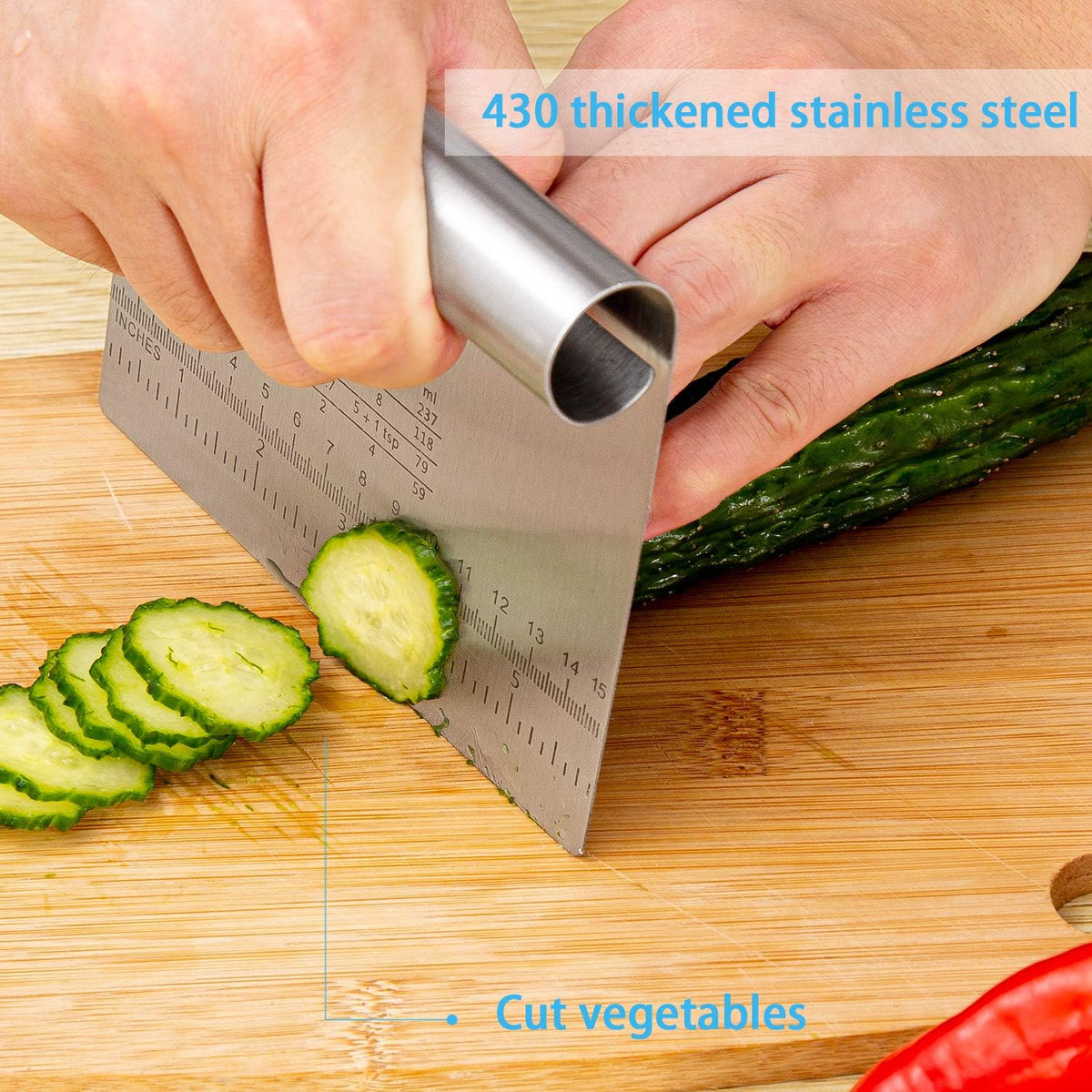 Pro Dough Pastry Scraper/Cutter/Chopper Stainless Steel Mirror Polished with Measuring Scale Multipurpose- Cake