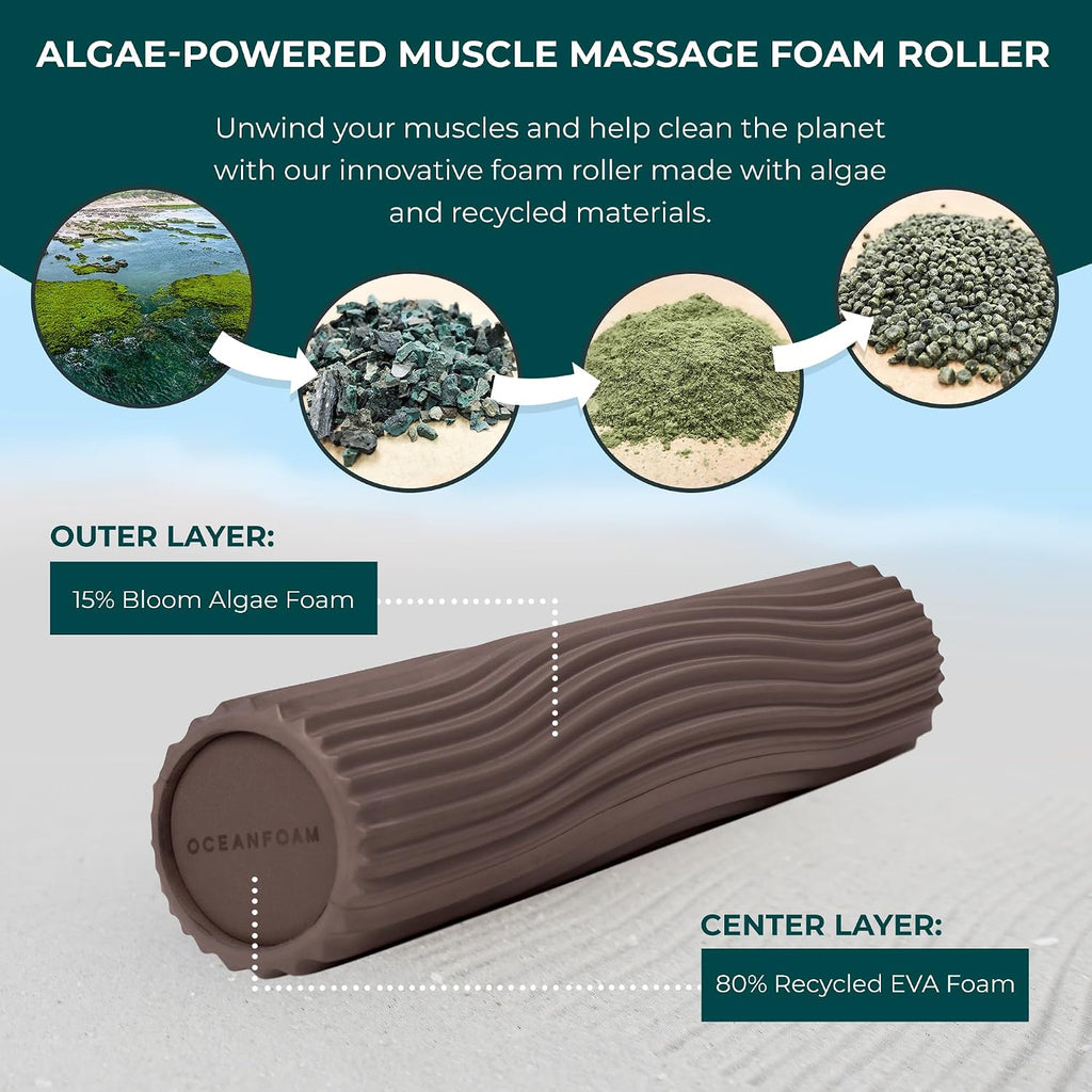 Tidal Roller - Espresso - Muscle Massage Foam Roller for Back Pain & Stretching - Firm and Ergonomic Wide Wave