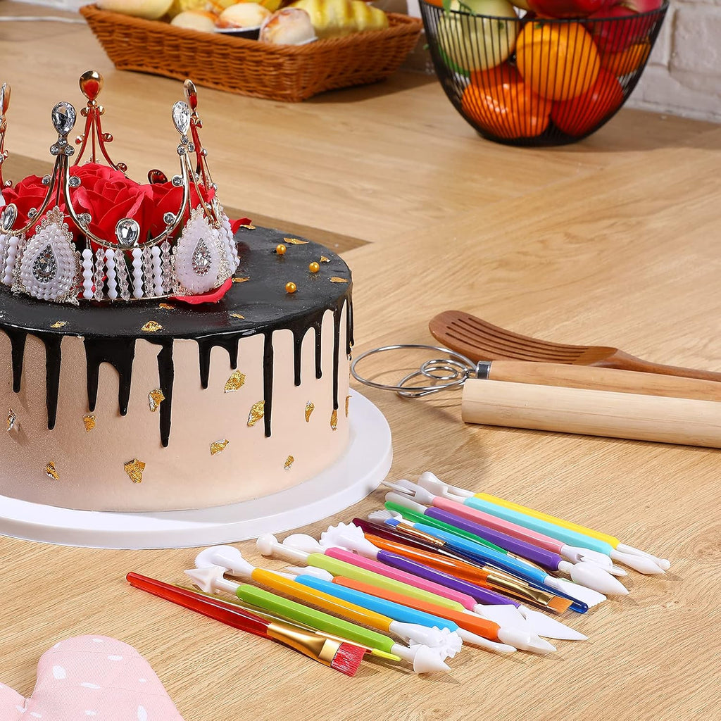 19 Pcs Cake Decorating Tools, Cookie Fondant Modeling Set, Marshmallow Sculpting Brush and Fondant Modeling Tools for