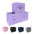 Purple Storage Bins [3 Pack] 9.0"x7.5"x7.5",Mini Storage Box Fabirc Foldable Closet Toy Organizer Collapsible Cloth