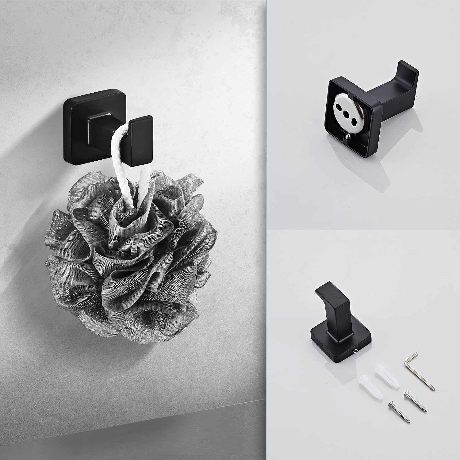Matte Black Bathroom Hardware Set 8 Pieces,Towel Bar Set Stainless Steel Wall Mounted, Includes 16In Hand Towel Bar