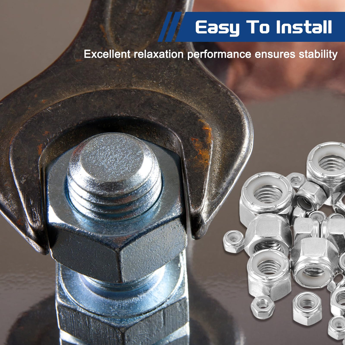 Kozelo 10Pcs 1/2"-13 Nylon Locking Hex Nuts 316 StainlessSteel Silver