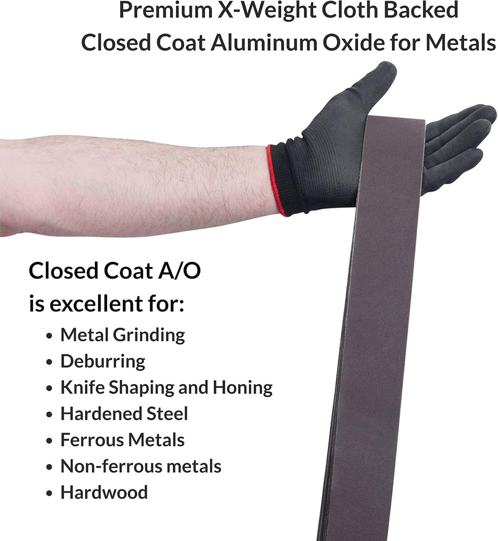 Red Label Abrasives 2 X 72 Inch 36 Grit Aluminum Oxide Metal Sanding Belts - Knife Sharpening Sanding Paper for Metal Working and Metal Finishing - Belt Sander Paper 6 Pack