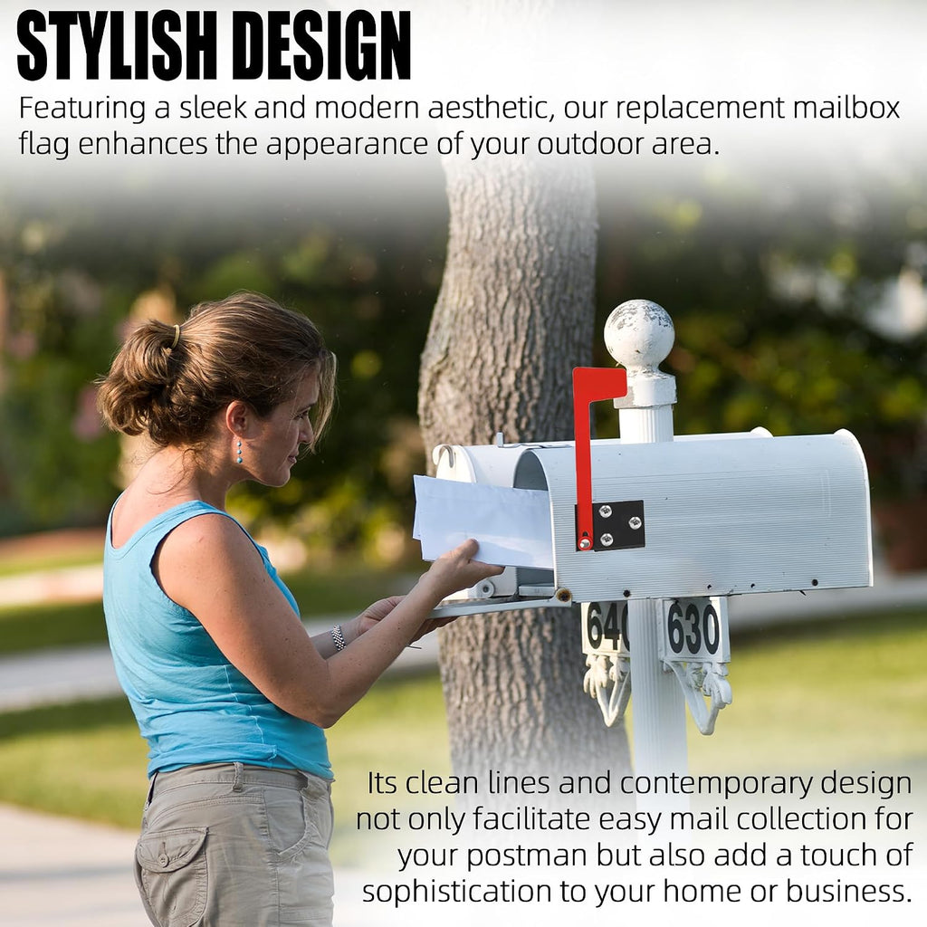Mailbox Flag Replacement Kit for Wall-Mount and Post-Mount Mailbox | Red Metal Mailbox Flag with 4 Self-Tapping
