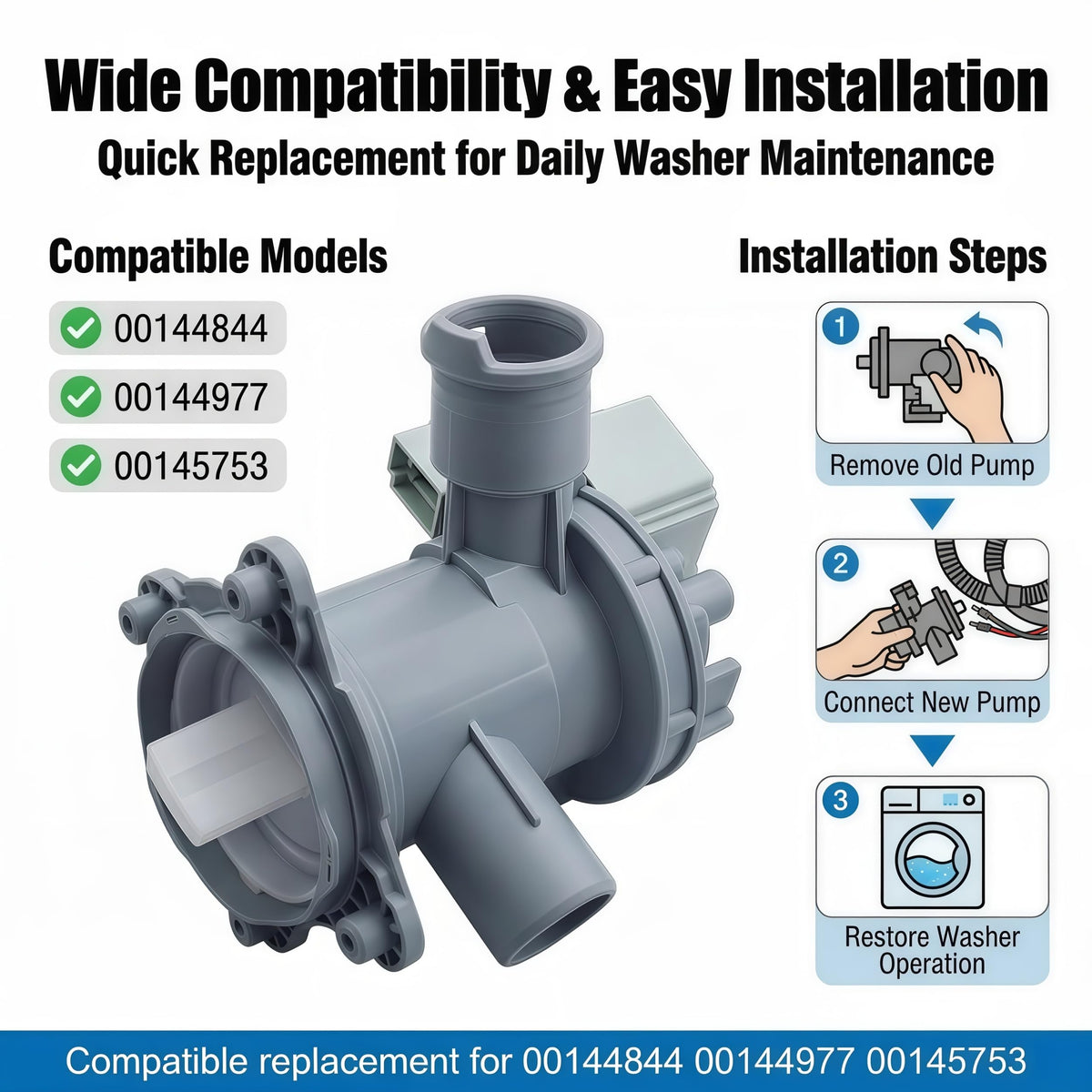00144844 Washer Drain Pump Replace 00145753 00144977