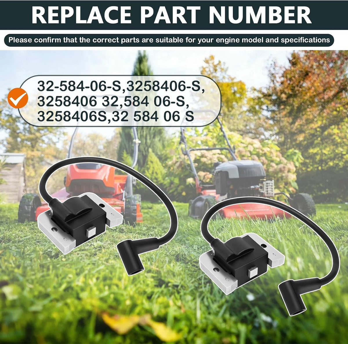 32-584-06-S Ignition Coil for Kohler KT735 Replaces 3258406-S 2 Pack
