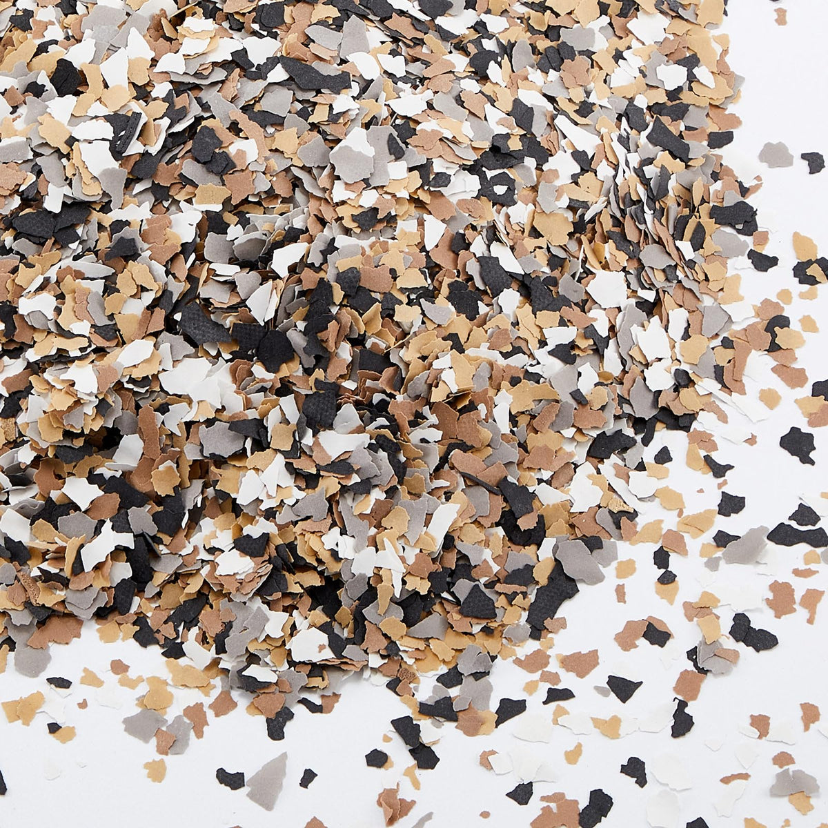 6.17 lb Epoxy Floor Flake, Black White Grey Yellow, 6-8 mm