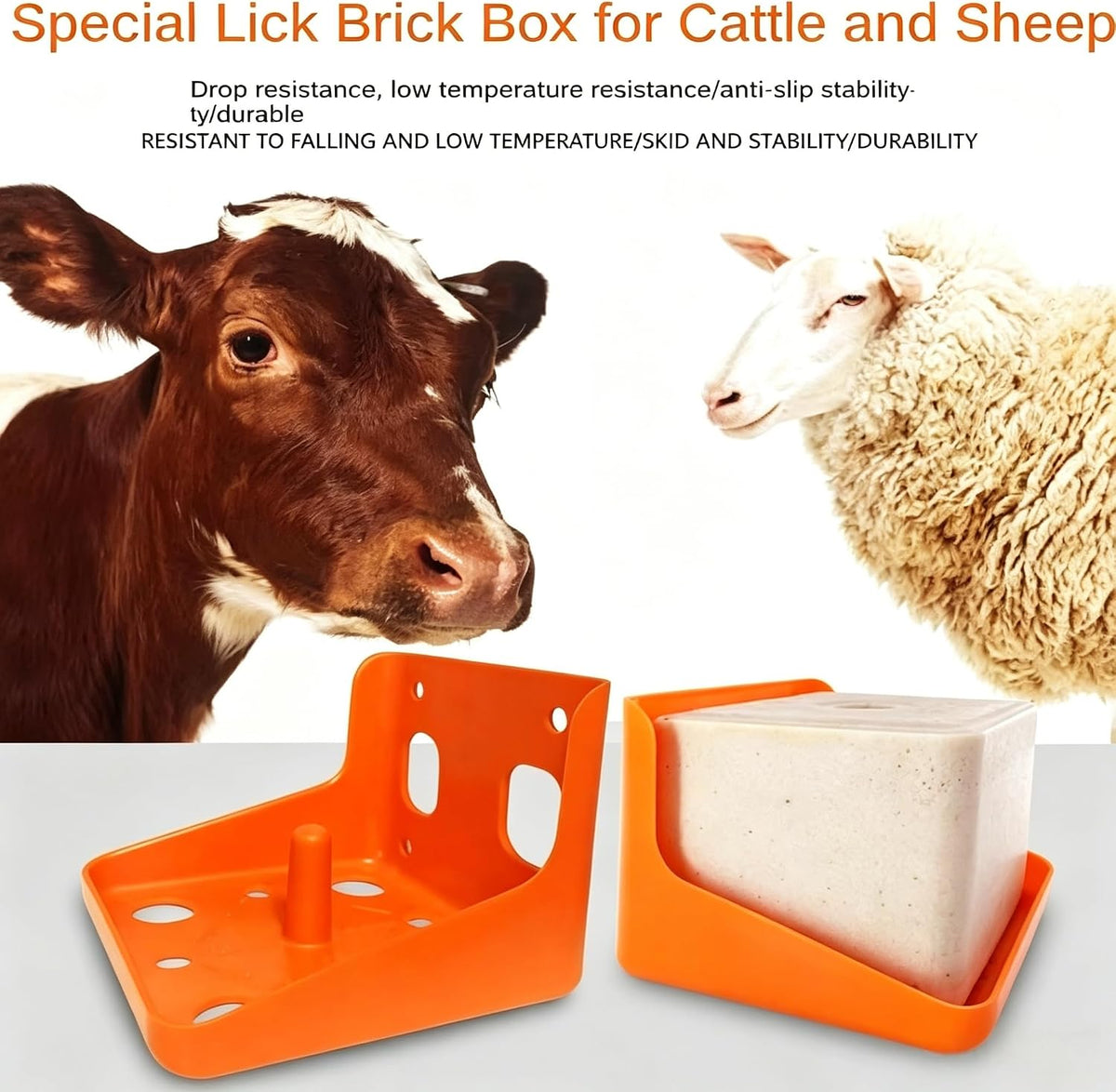 Horse Salt Block Holder, Mineral Dispenser, Salt Lick Block Holder, Thickened Plastic Feeding Box for Cow Goat Sheep
