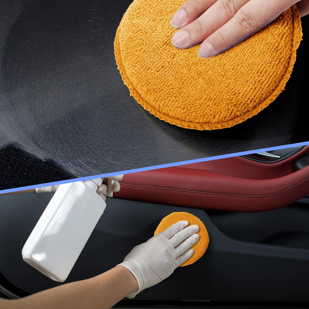 12 Pack Microfiber Applicator Pad Microfiber Sponge for Car Include Round Wax Microfiber Applicator Rectangle Car