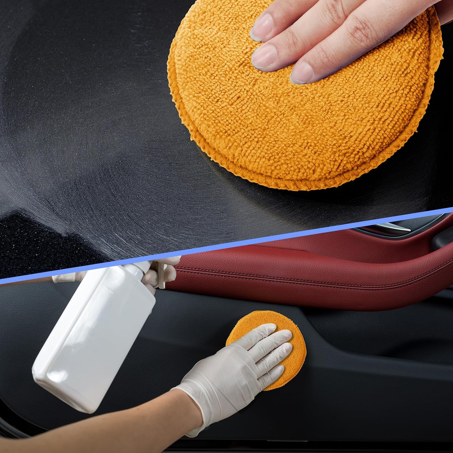 12 Pack Microfiber Applicator Pad Microfiber Sponge for Car Include Round Wax Microfiber Applicator Rectangle Car