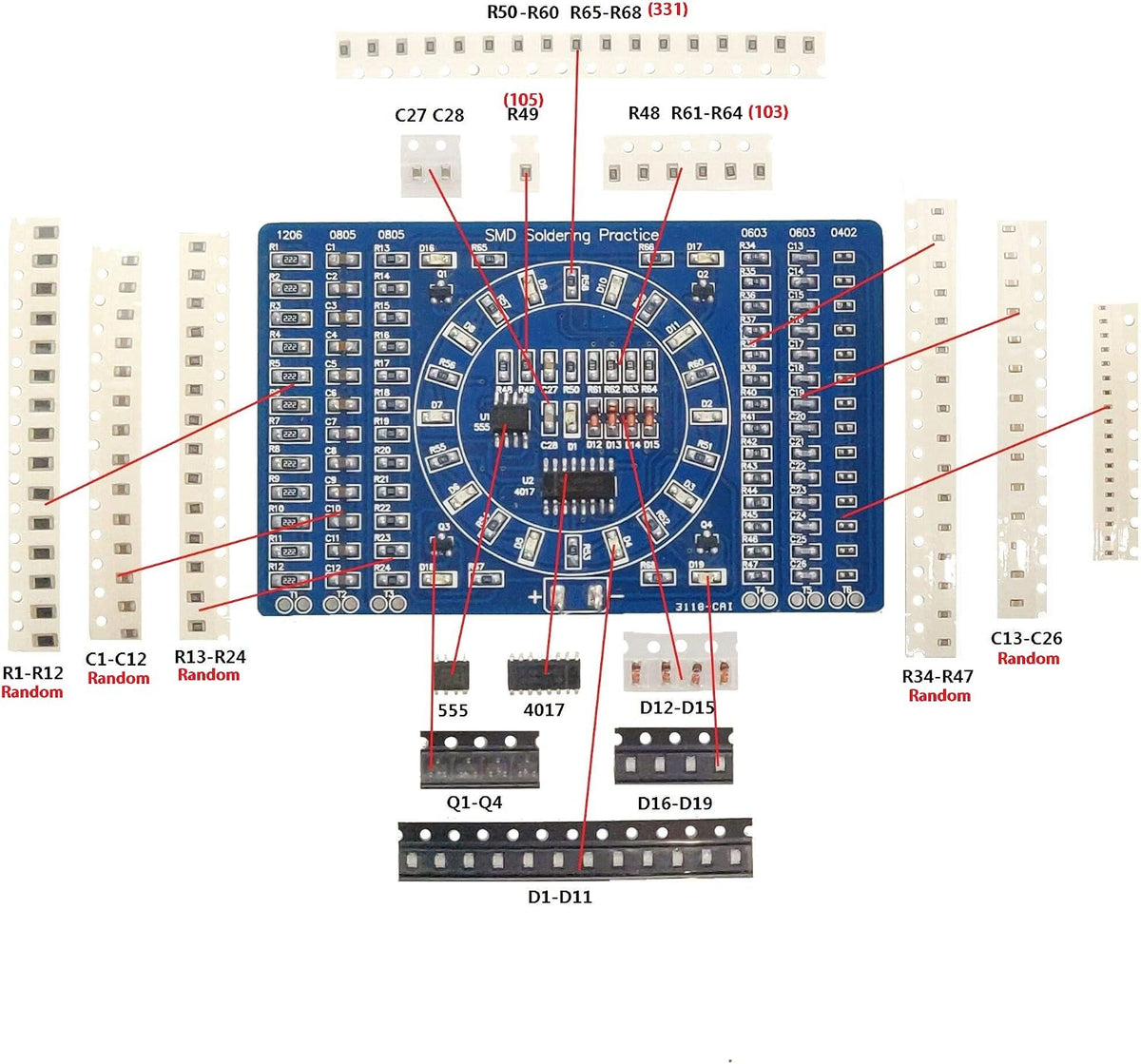 Gikfun DIY SMD SMT Welding Practice Soldering Skill Training Board Ek7028