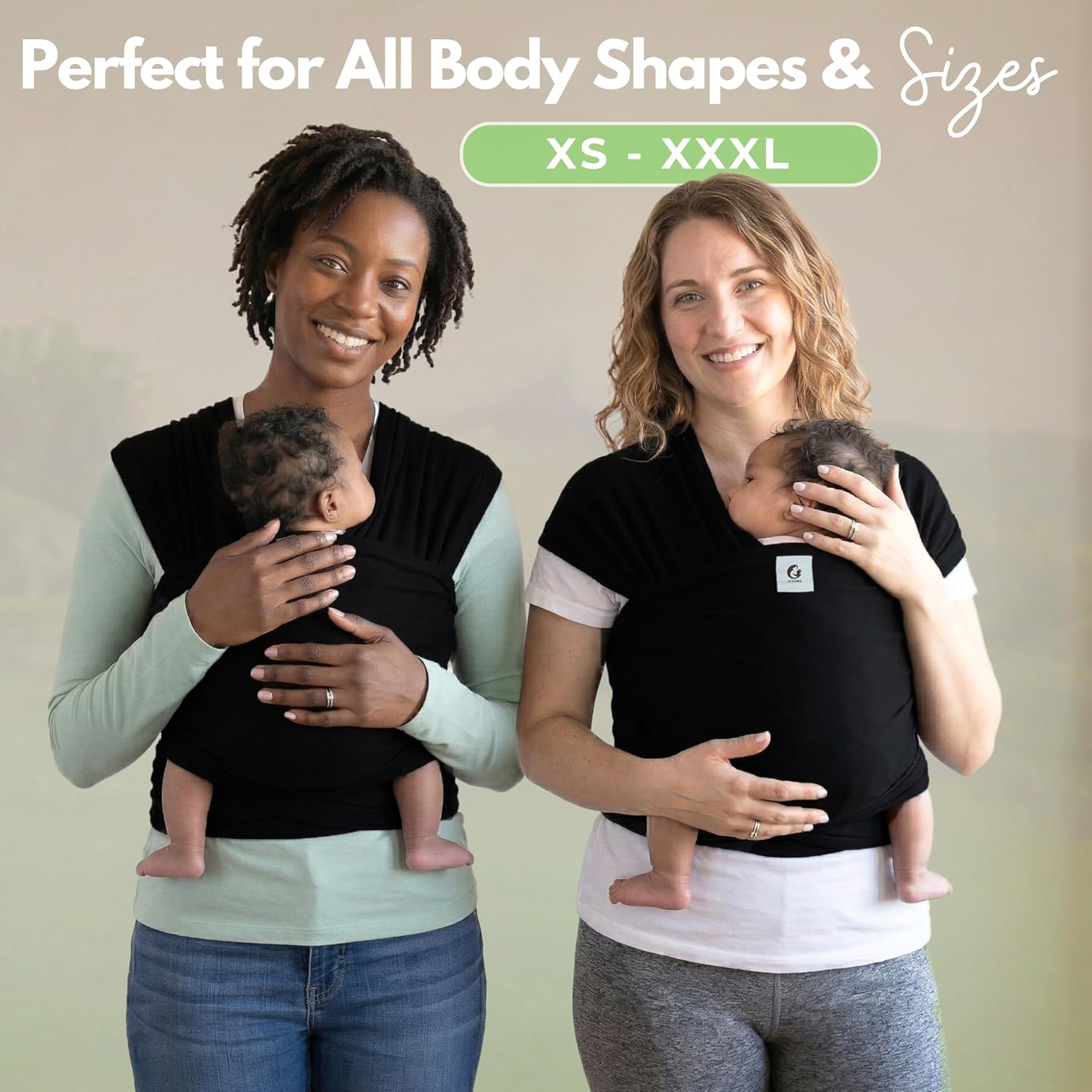 Black Baby Wrap Carrier - Lightweight, Breathable Baby Sling, Hands Free Baby Carrier Sling, Baby Carriers from